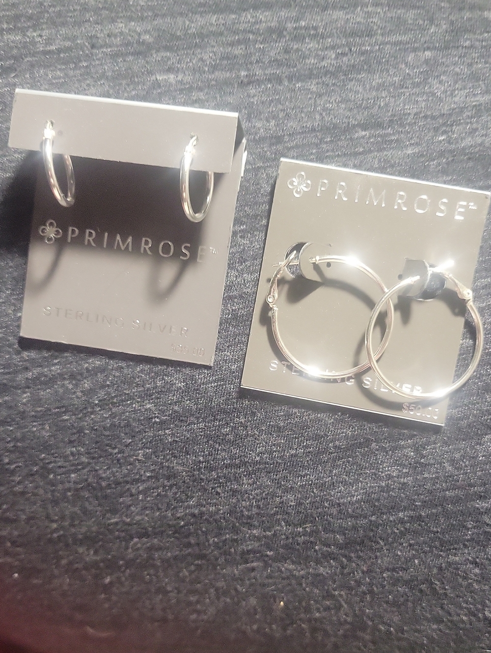 2 Pairs Sterling Silver Hoop Earrings - Primrose . 925